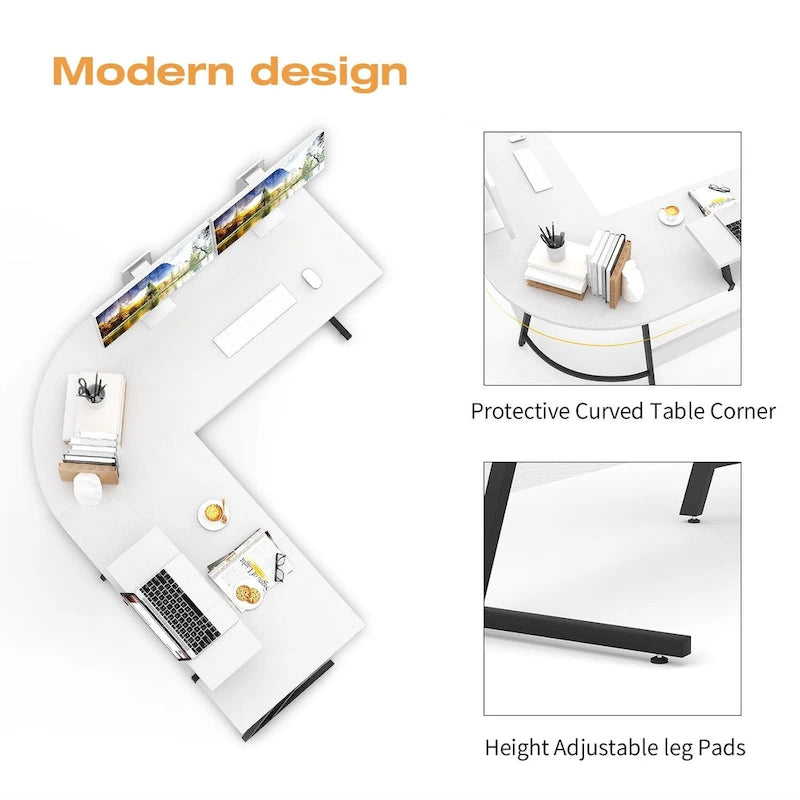 Bureau d'angle en L moderne avec petite table - S.O.
