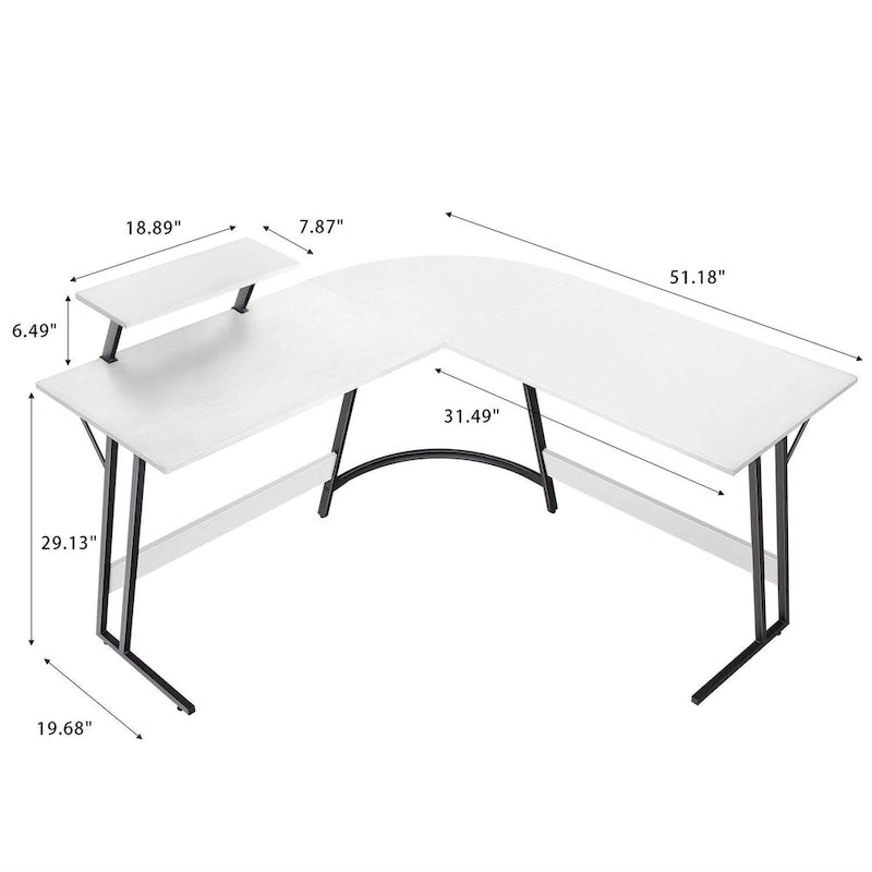Bureau d'angle en L moderne avec petite table - S.O.