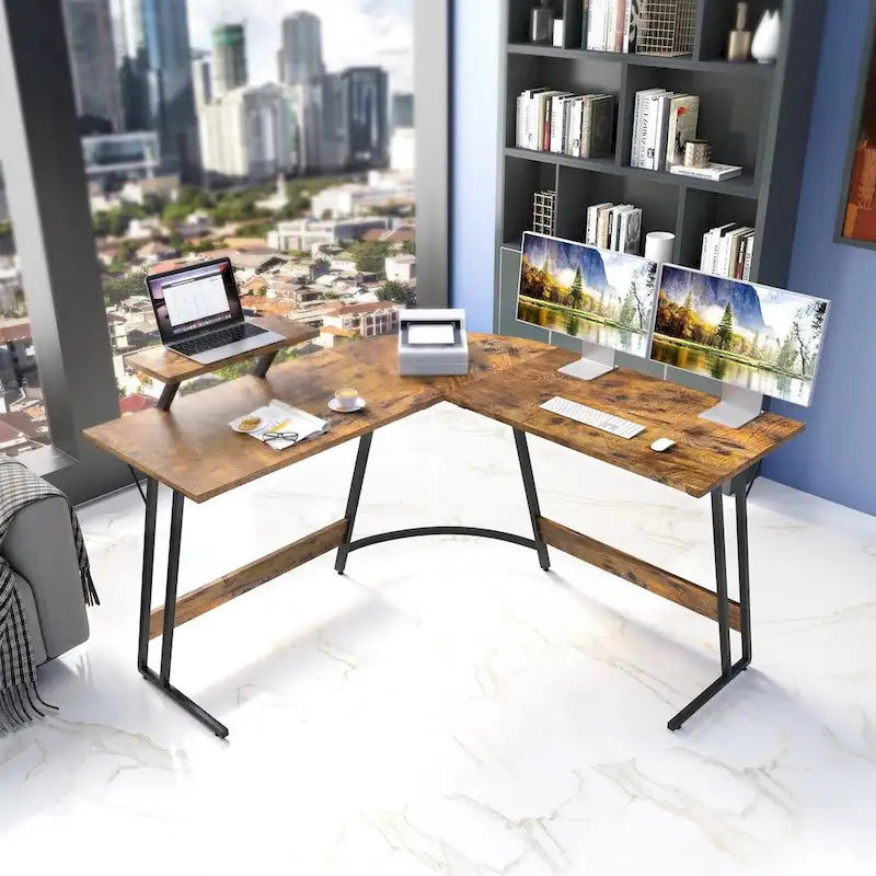 Bureau d'angle en L moderne avec petite table - S.O.