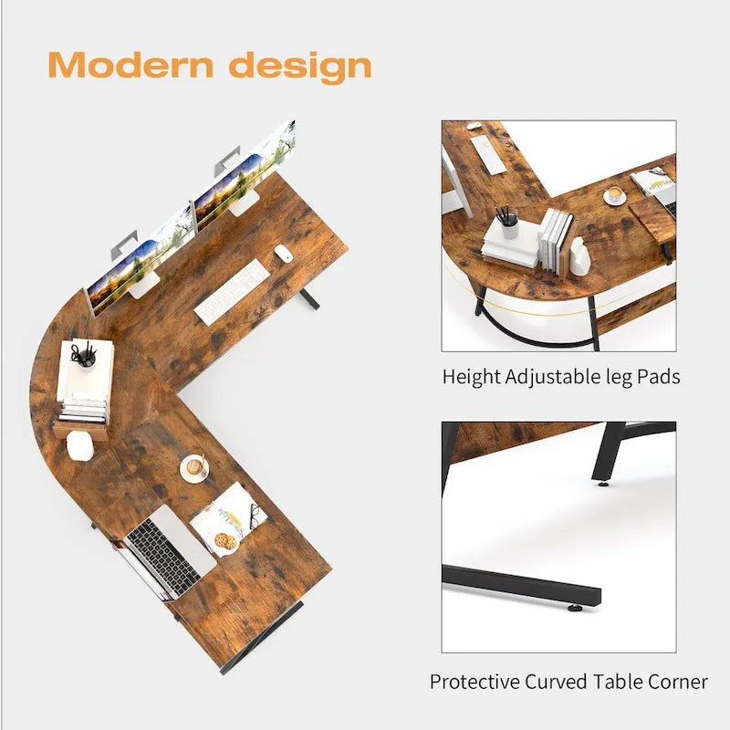Bureau d'angle en L moderne avec petite table - S.O.
