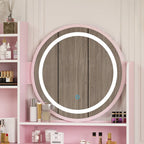 Coiffeuse 80 cm de large avec tabouret, miroir et 3 couleurs de lumière - 80 cm de large