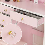 Coiffeuse 80 cm de large avec tabouret, miroir et 3 couleurs de lumière - 80 cm de large