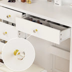 Coiffeuse 80 cm de large avec tabouret, miroir et 3 couleurs de lumière - 80 cm de large