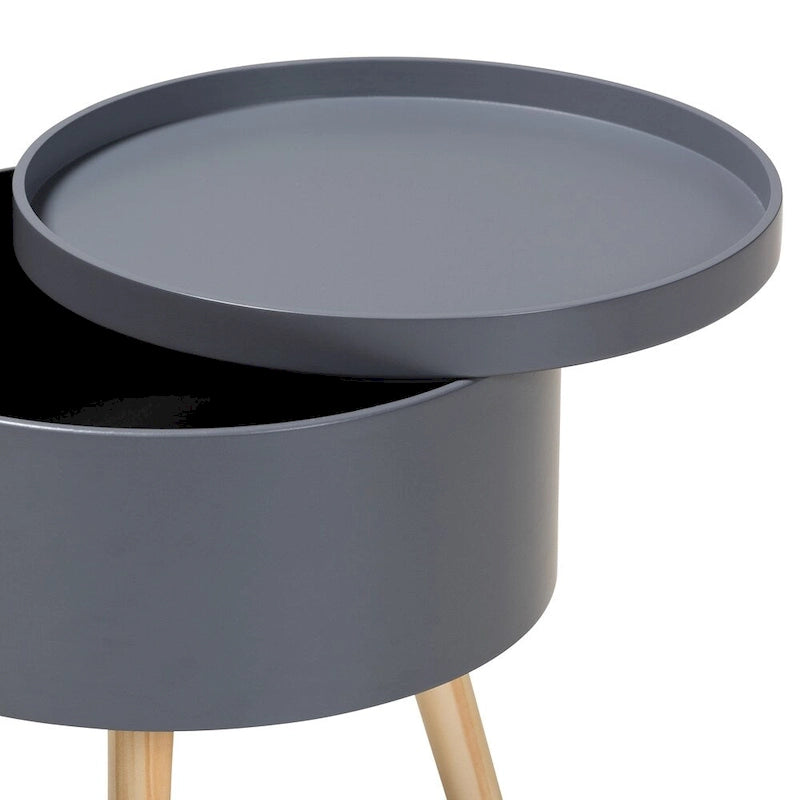 Table d'appoint moderne en bois du milieu du siècle avec plateau amovible