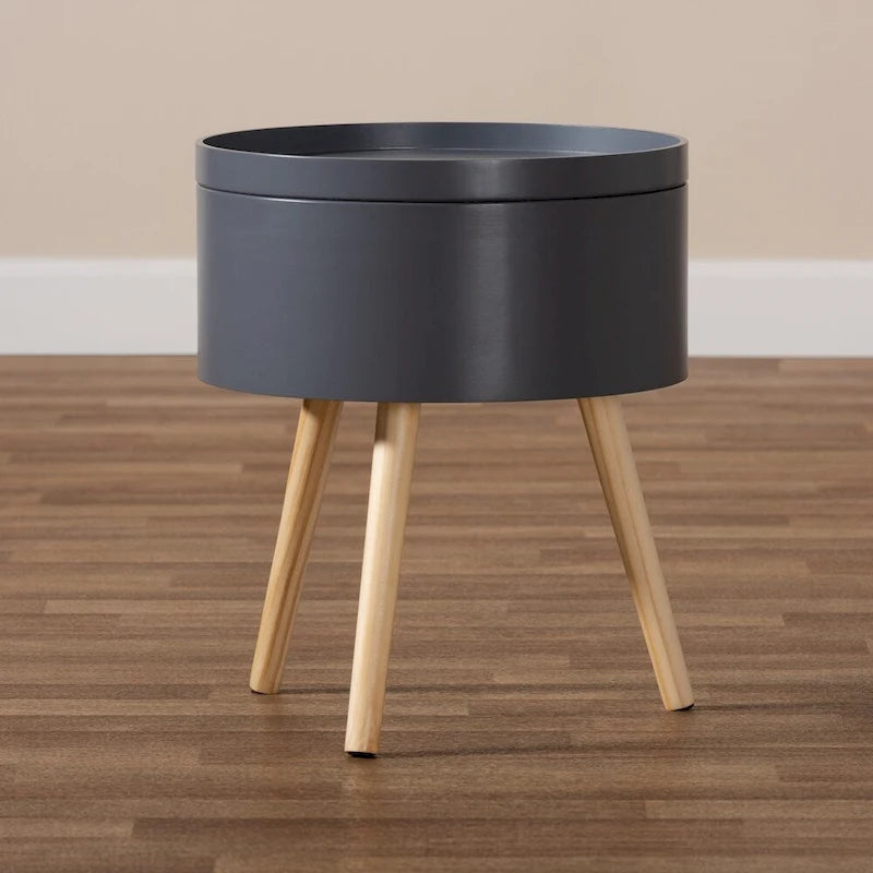 Table d'appoint moderne en bois du milieu du siècle avec plateau amovible