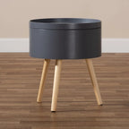 Table d'appoint moderne en bois du milieu du siècle avec plateau amovible