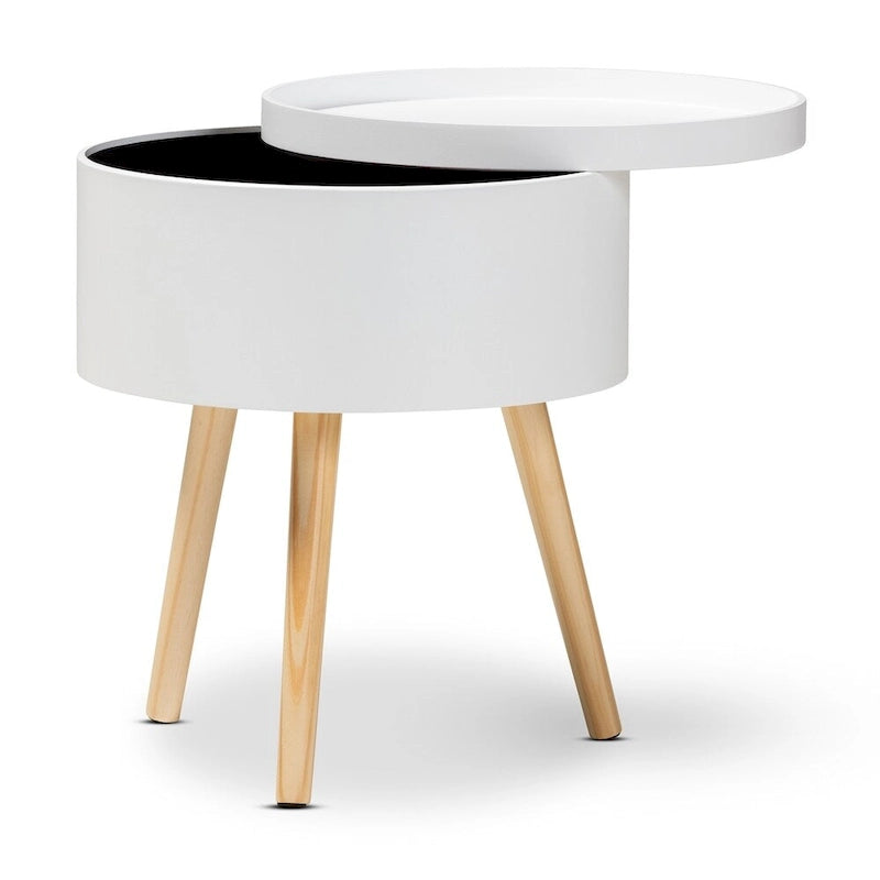 Table d'appoint moderne en bois du milieu du siècle avec plateau amovible