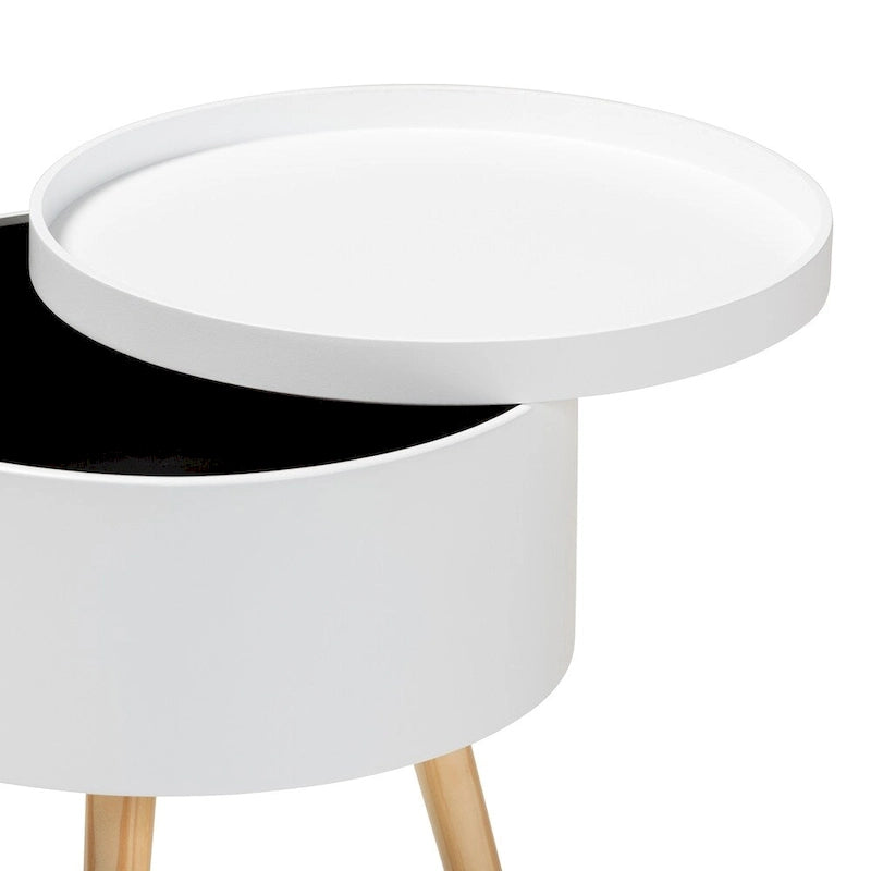 Table d'appoint moderne en bois du milieu du siècle avec plateau amovible