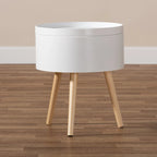 Table d'appoint moderne en bois du milieu du siècle avec plateau amovible