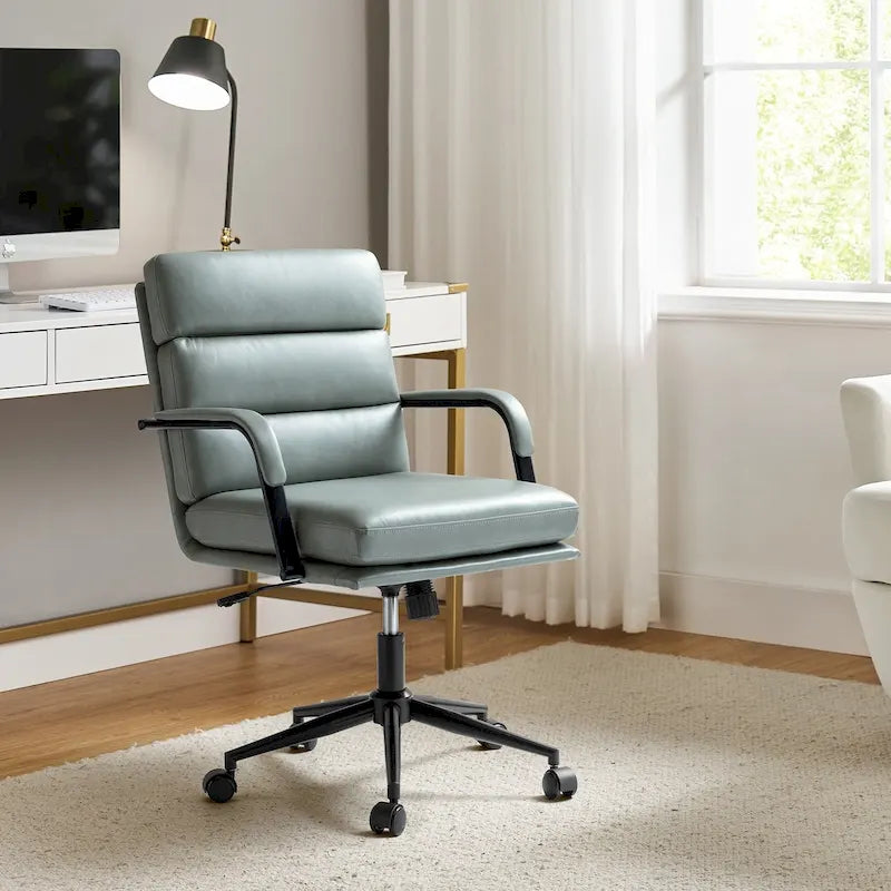 Chaise de bureau moderne en similicuir avec inclinaison verrouillable et basculement centré