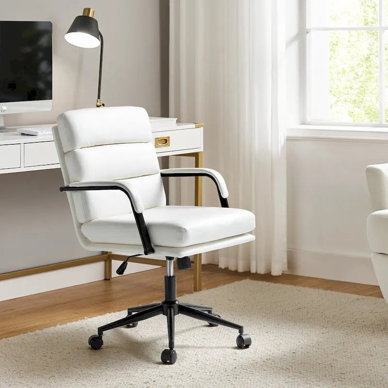 Chaise de bureau moderne en similicuir avec inclinaison verrouillable et basculement centré