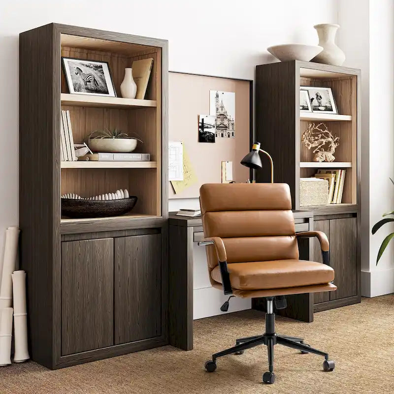 Chaise de bureau moderne en similicuir avec inclinaison verrouillable et basculement centré