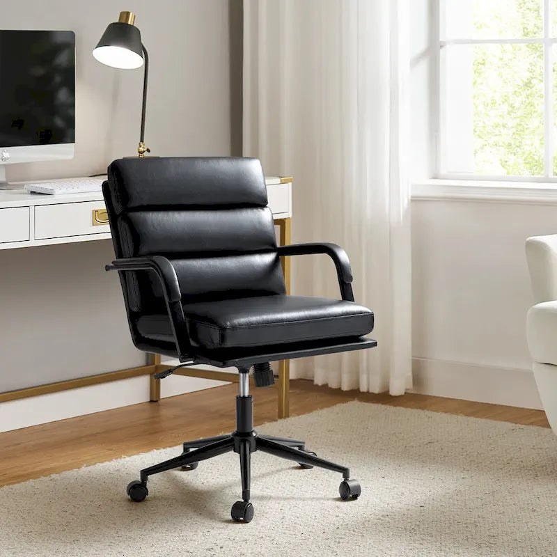 Chaise de bureau moderne en similicuir avec inclinaison verrouillable et basculement centré