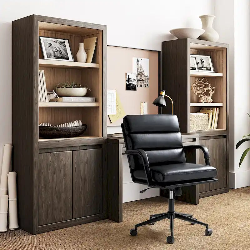 Chaise de bureau moderne en similicuir avec inclinaison verrouillable et basculement centré