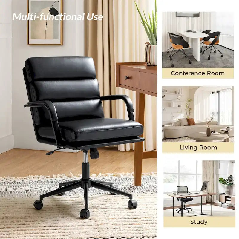 Chaise de bureau moderne en similicuir avec inclinaison verrouillable et basculement centré