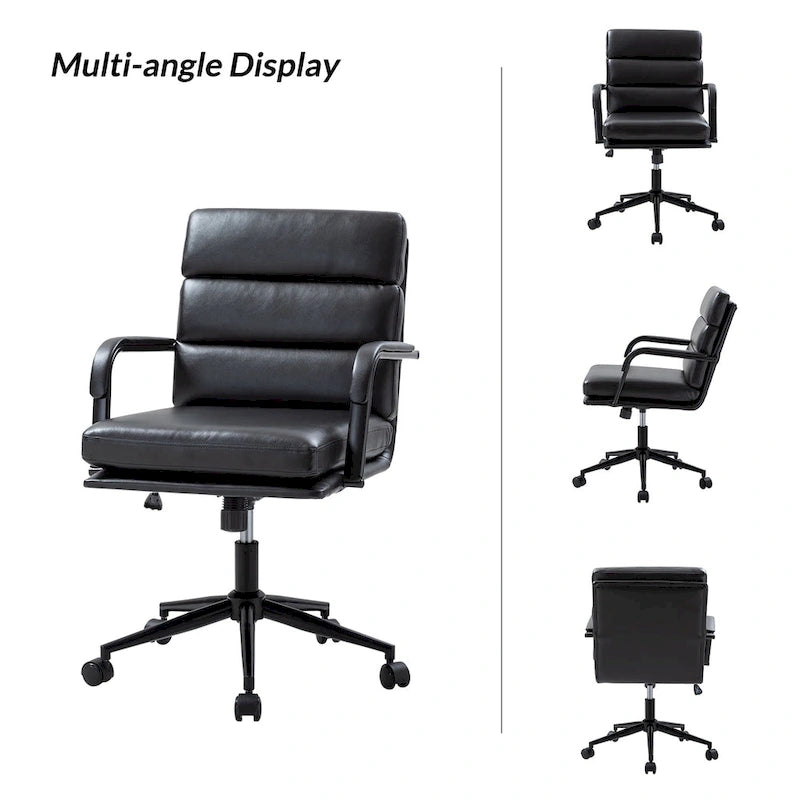 Chaise de bureau moderne en similicuir avec inclinaison verrouillable et basculement centré