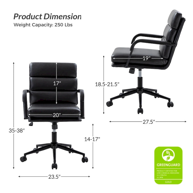 Chaise de bureau moderne en similicuir avec inclinaison verrouillable et basculement centré