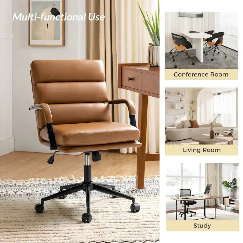 Chaise de bureau moderne en similicuir avec inclinaison verrouillable et basculement centré