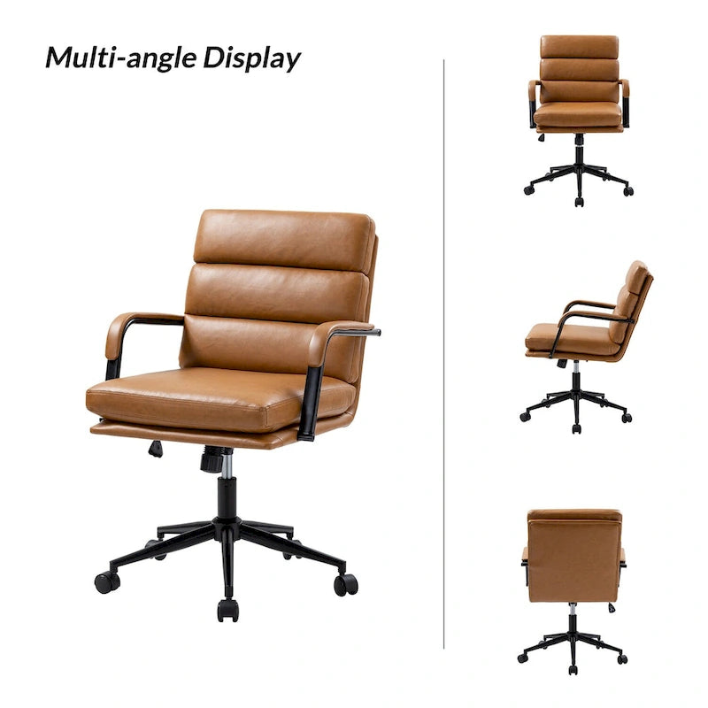 Chaise de bureau moderne en similicuir avec inclinaison verrouillable et basculement centré