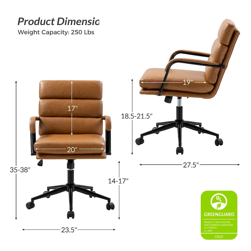 Chaise de bureau moderne en similicuir avec inclinaison verrouillable et basculement centré