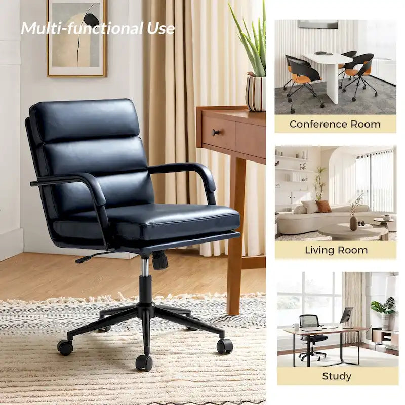 Chaise de bureau moderne en similicuir avec inclinaison verrouillable et basculement centré