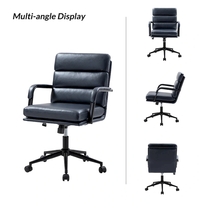Chaise de bureau moderne en similicuir avec inclinaison verrouillable et basculement centré