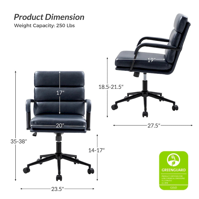 Chaise de bureau moderne en similicuir avec inclinaison verrouillable et basculement centré