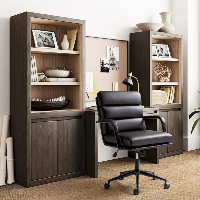 Chaise de bureau moderne en similicuir avec inclinaison verrouillable et basculement centré