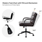 Chaise de bureau moderne en similicuir avec inclinaison verrouillable et basculement centré