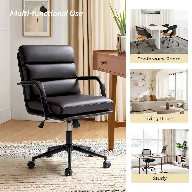 Chaise de bureau moderne en similicuir avec inclinaison verrouillable et basculement centré
