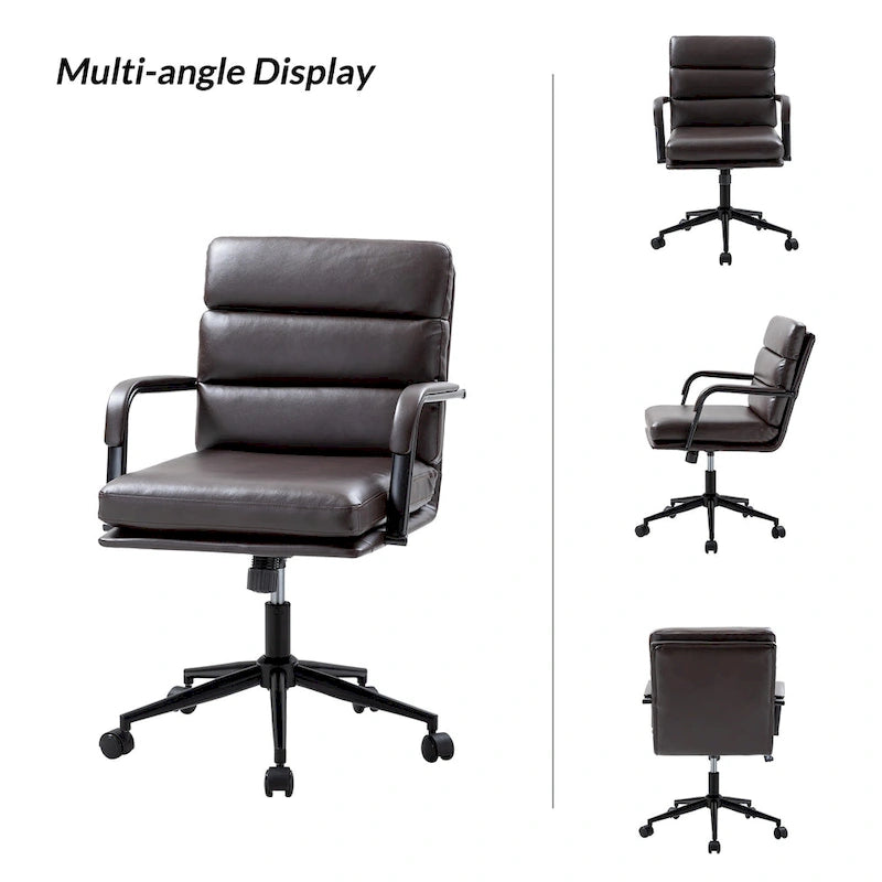Chaise de bureau moderne en similicuir avec inclinaison verrouillable et basculement centré