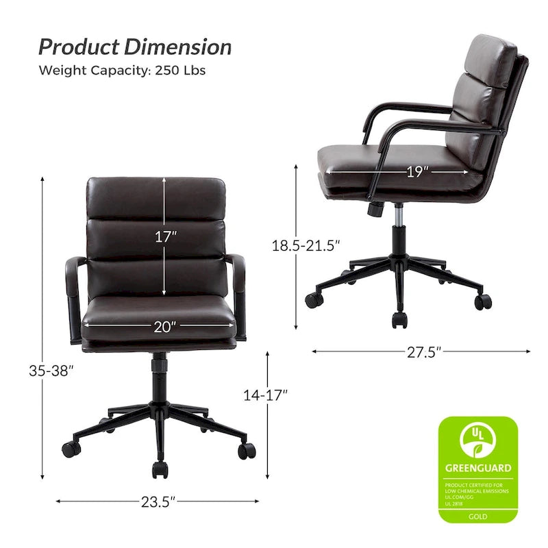 Chaise de bureau moderne en similicuir avec inclinaison verrouillable et basculement centré