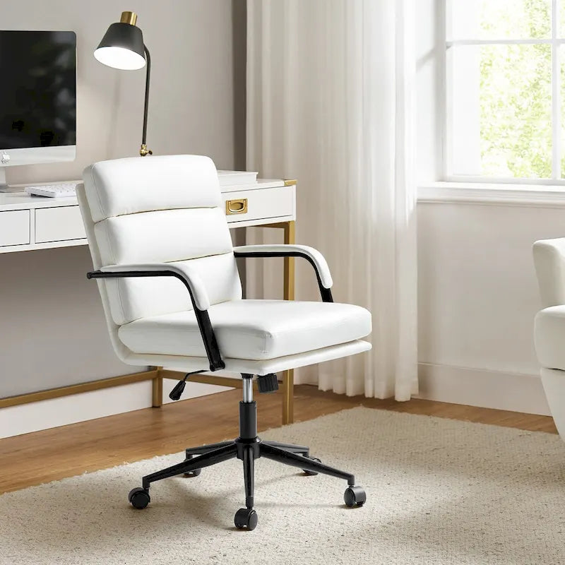 Chaise de bureau moderne en similicuir avec inclinaison verrouillable et basculement centré