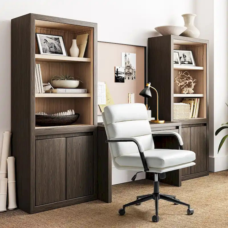 Chaise de bureau moderne en similicuir avec inclinaison verrouillable et basculement centré