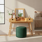 Meuble-lavabo en bois naturel avec 2 tiroirs en rotin