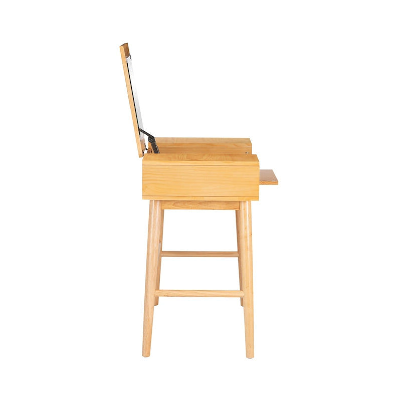 Meuble-lavabo en bois naturel avec 2 tiroirs en rotin