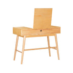 Meuble-lavabo en bois naturel avec 2 tiroirs en rotin