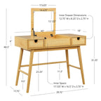 Meuble-lavabo en bois naturel avec 2 tiroirs en rotin