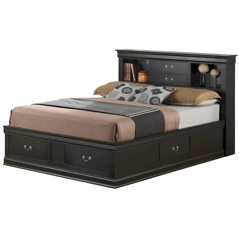 Lit plateforme de rangement queen