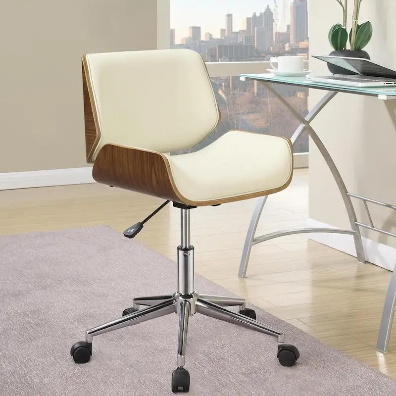 Chaise de bureau pivotante moderne en bois courbé et rembourrée, réglable en hauteur