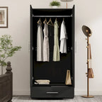 Armoire penderie avec tiroir 31,5L x 66,9H po Noir, Blanc