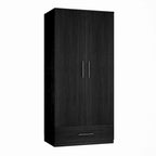 Armoire penderie avec tiroir 31,5L x 66,9H po Noir, Blanc