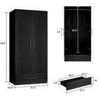 Armoire penderie avec tiroir 31,5L x 66,9H po Noir, Blanc