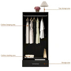 Armoire penderie avec tiroir 31,5L x 66,9H po Noir, Blanc