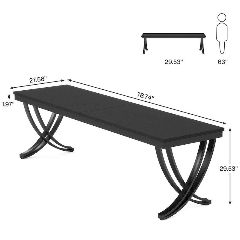 78,74 Bureau d'ordinateur double extra-long avec pieds métalliques uniques pour bureau à domicile
