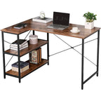 Bureau d'angle d'ordinateur pour bureau à domicile avec étagère intégrée