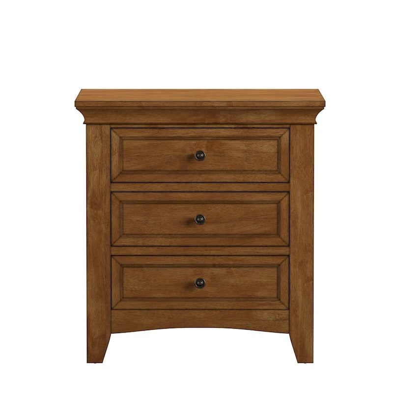 Table de chevet de rangement modulaire en bois à 3 tiroirs avec station de charge