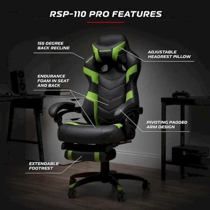 Chaise Gaming - Chaise Gaming avec Repose-pieds, Chaise de Bureau Ergonomique
