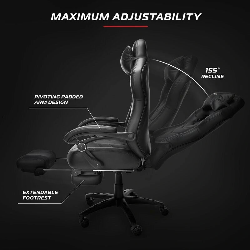 Chaise Gaming - Chaise Gaming avec Repose-pieds, Chaise de Bureau Ergonomique