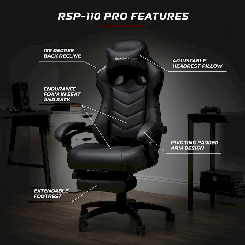 Chaise Gaming - Chaise Gaming avec Repose-pieds, Chaise de Bureau Ergonomique